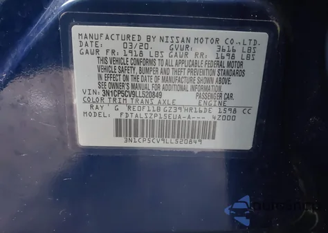 2020 Nissan Kicks Sv Xtronic Cvt z USA, uszkodzony, nr VIN 3N1CP5CV9LL520849